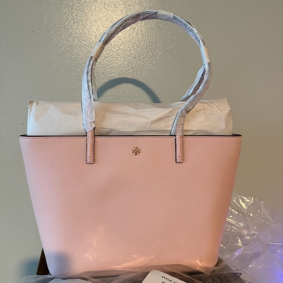 Tory Burch Handbags - NWT Tory Burch Emerson Saffiano Leather Small Tote in Pink Quartz